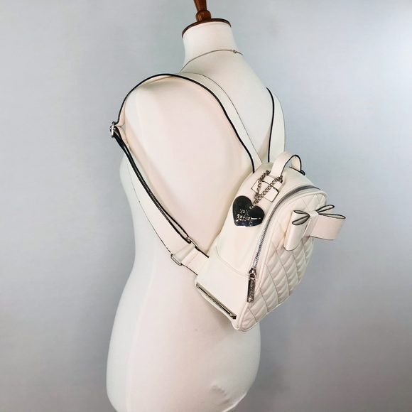 Betsey Johnson Small White Quilted Backpack - Picture 2 of 14
